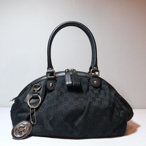 Gucci Black Sukey Handbag with Detachable Shoulder / Crossbody strap